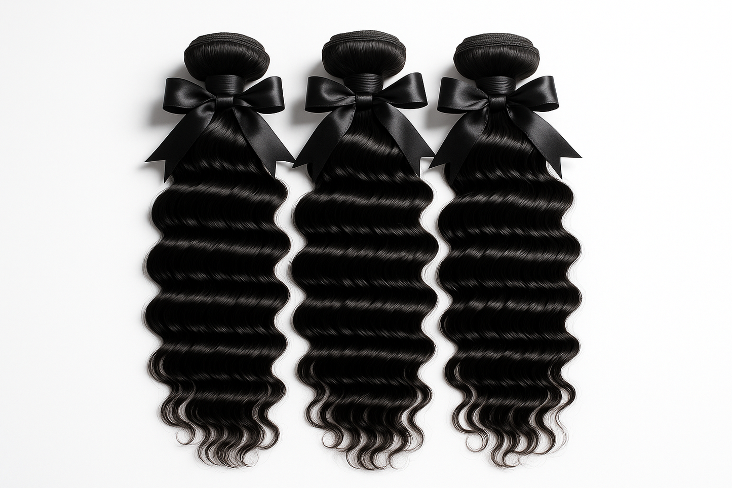 create 3 luxurious black deep wave bundles